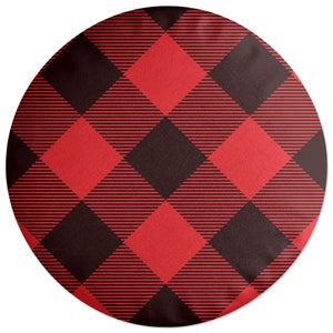Decorsome Red & Black Cross Tartan Round Cushion