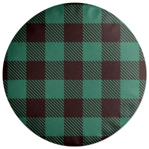 Decorsome Green & Black Tartan Round Cushion