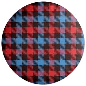 Decorsome Red, Blue & Black Checkered Tartan Round Cushion