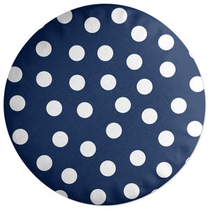 Decorsome Navy Polka Dots Round Cushion