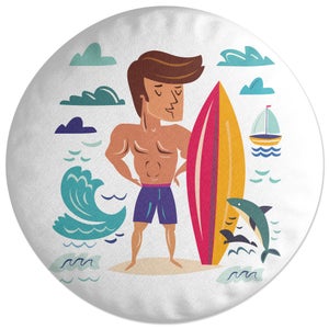 Decorsome Surfer Boy Round Cushion