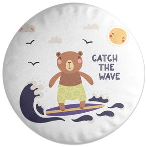 Decorsome Catch The Wave Mr Bear Round Cushion