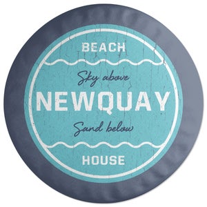 Decorsome Newquay Beach Badge Round Cushion