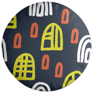 Decorsome Abstract Tribal Semi Circle Patterns Round Cushion