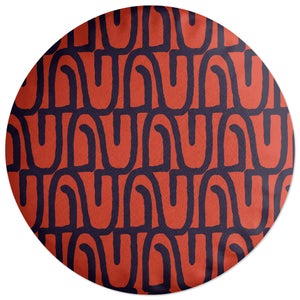 Decorsome Abstract Tribal Red & Navy Pattern Round Cushion