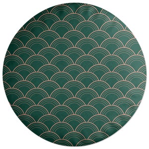 Decorsome Chinese Fan Pattern Pink & Green Pattern Round Cushion