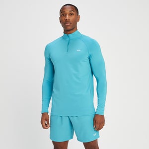 MP muška majica za trening sa 1/4 patent zatvaračem - vodeno plava boja