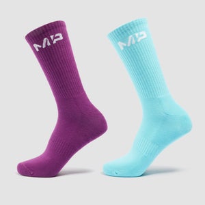 Dámske stredne vysoké ponožky MP Crayola (2-balenie) – žiarivé fialové/akvamarínové