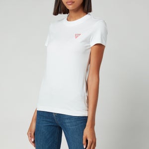 Guess Women's Short Sleeve Crewneck Mini Triangle T-Shirt - Pure White
