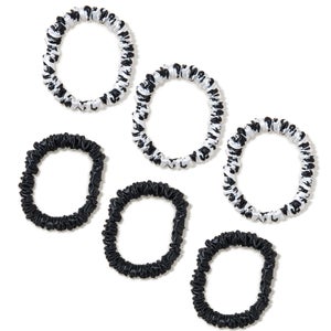 slip silk scrunchie - skinnies Black/Black White Leopard Print 6piece