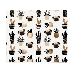 Pug & Cactus Fleece Blanket