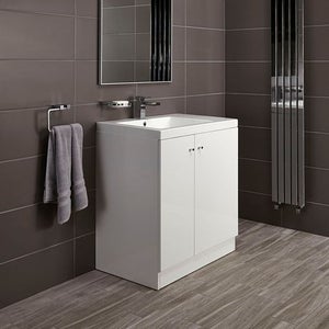 Alpine Duo 750mm Basin and Floorstanding Vanity Unit - Gloss White