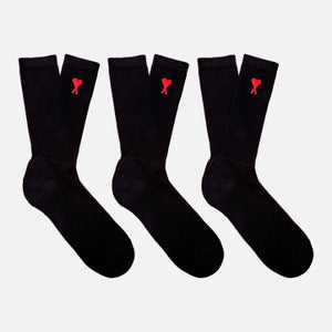 AMI Men's 3-Pack De Coeur Socks - Black