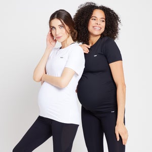 Multipack Γυναικεία Κοντομάνικα Μπλουζάκια MP Power Εγκυμοσύνης - Μαύρο/λευκό