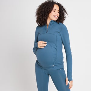 Bluză de maternitate cu fermoar 1/4 MP Power pentru femei - Albastru prăfuit