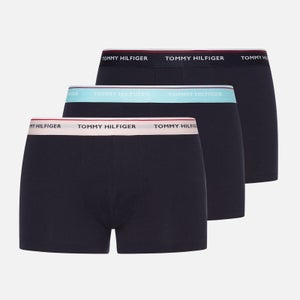 Tommy Hilfiger Men's 3-Pack Contrast Waistband Trunks - Desert Sky/Pale Pink/Cryo Ice