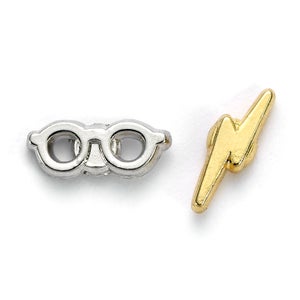 Harry Potter Lightning Bolt and Glasses Stud Earrings - Silver