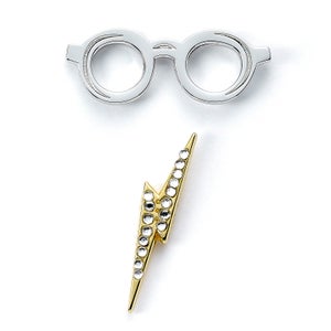 Harry Potter Glasses and Lightning Bolt Pin Badge - Silver