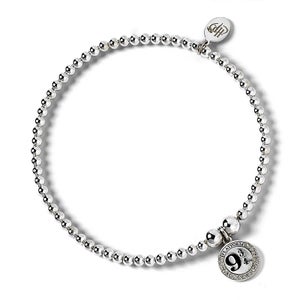 Harry Potter Ball Bead Bracelet with Platform 9 3/4 Charm Embellished with Crystals - Sterling Silver