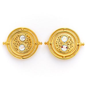 Harry Potter Time Turner Stud Earring Embellished with Crystals - Gold