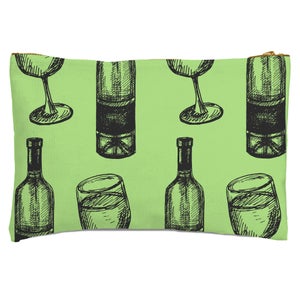 White Wine And Bottle Zipped Pouch