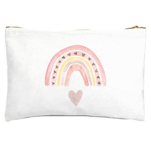 Watercolour Rainbow And Heart Zipped Pouch