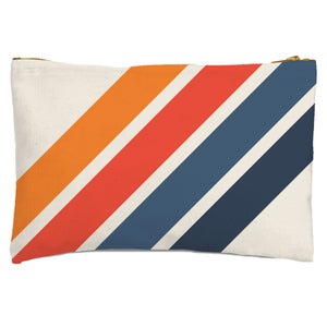 Blue Orange Retro Stripes Zipped Pouch
