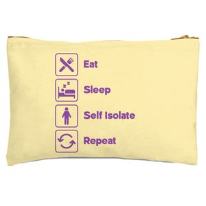 Mens Eat Sleep Self Isolate Repeat Zipped Pouch