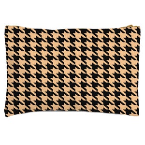 Biege Dogtooth Zipped Pouch