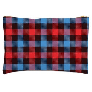 Red, Blue & Black Checkered Tartan Zipped Pouch