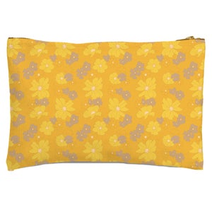 Yellow 60s Flower Zipped Pouch