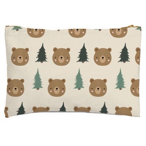 Bear And Forest Pattern Zipped Pouch