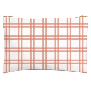 Peach Tartan Zipped Pouch