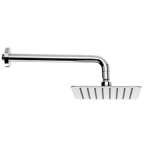 Piano 200mm Square Shower Head with long round Wall Arm