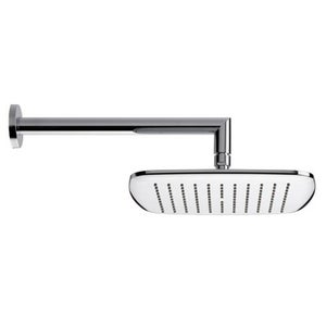 Pearl 250mm Shower Head with angled Wall Arm - Chrome