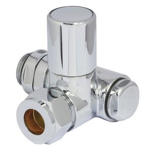 Corner Radiator valve Dual Fuel Set Chrome