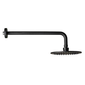 Noir 200mm Shower Head with Wall Arm - Black