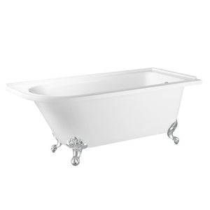 Stanton White Shower Bath With Silver Feet - Right Hand