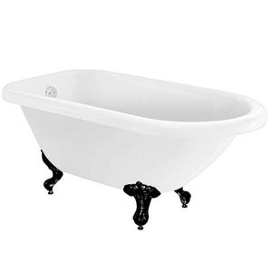 Burford Compact Roll Top Bath with Black Feet