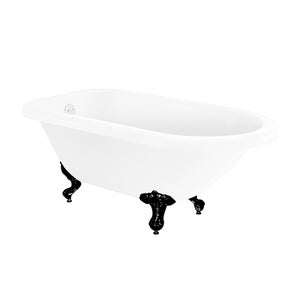 Burford White Compact Roll Top Bath with Black Feet