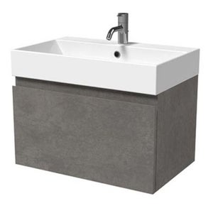 Mino 600mm Basin & Wall Hung Vanity Unit - Concrete