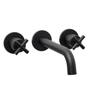 Noir Black 3 Hole Wall Mounted Basin Mixer Tap