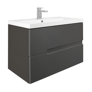 Vermont 800mm Wall Mounted Vanity Unit - Gloss Grey