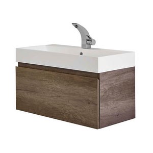 Mino 800mm Basin & Wall Mounted Vanity Unit - Nebraska Oak