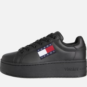 Tommy Jeans Women's Flag Leather Flatform Trainers - Black