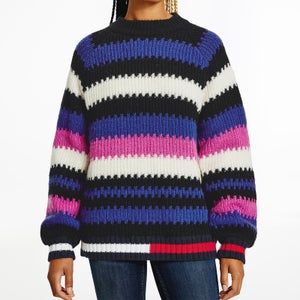 Tommy Jeans Women's Tjw Multi Stripe Sweater - Vivid Fuchsia