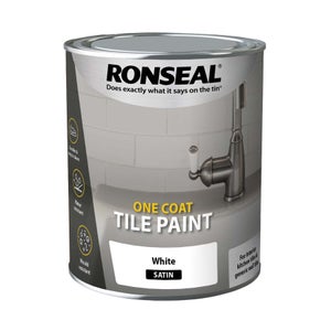 Ronseal One Coat Tile Paint White Satin - 750ml