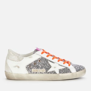 Golden Goose Deluxe Brand Women's Superstar Glitter/Leather Trainers - Silver/White/Ice
