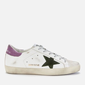 Golden Goose Women's Superstar Leather Trainers - White/Military Green
