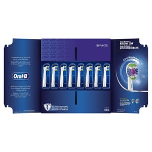 Oral-B 3D White Toothbrush Head with CleanMaximiser Technology, Pack of 8 Counts, Mailbox Sized Pack